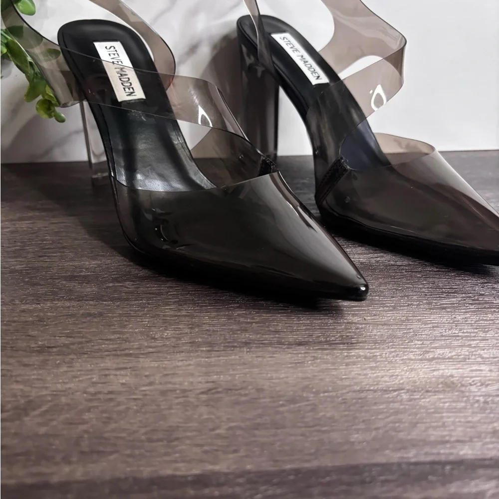 Steve Madden Black and Clear Heels